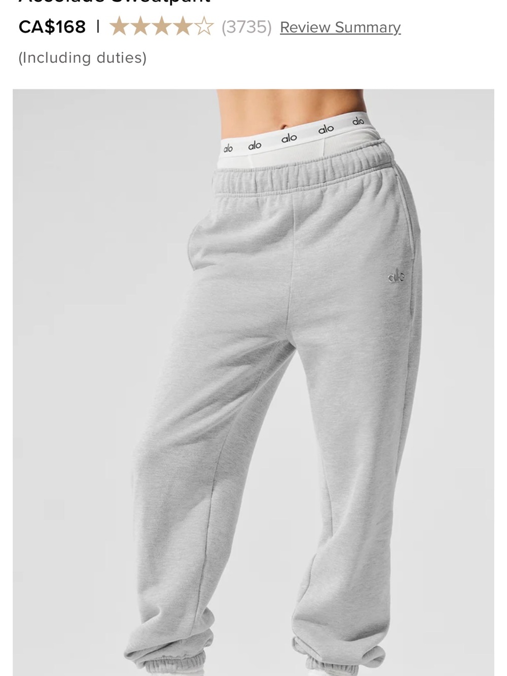 ALO Yoga Light Gray Women's Track Joggers with Silver Logo